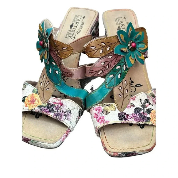 Spring Step L'Artiste Multicolor Floral Izetru Slide Sandal Shoes Size 8.5 - Picture 4 of 11